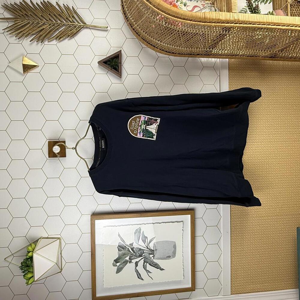 Scotch & Soda Men's Navy Graphic Road Fortune Crewneck Sweatshirt - Size - XXL